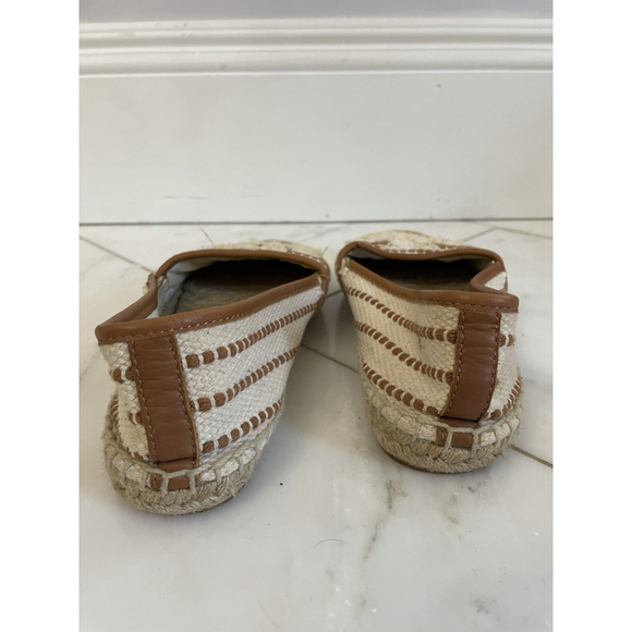 Tory Burch Shaw Flat Espadrille Sandals Slip On Logo Beige US Size 8 Women - Picture 11 of 15